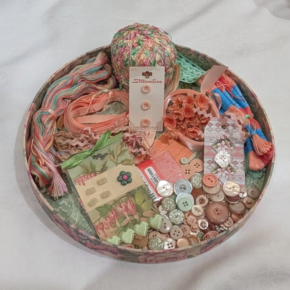 Peach & Green Embellishment Kit for Crafts
